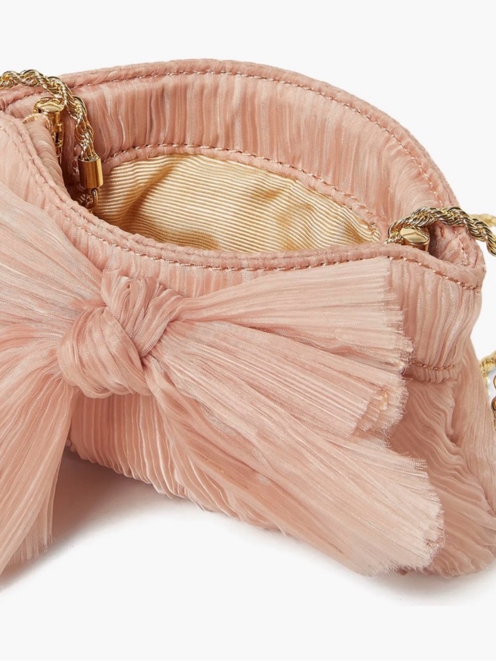 NWT Loeffler Randall Pleated Bow Mini Bag Beauty Pink Gold Chain - Picture 5 of 6